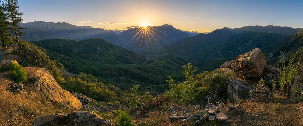 sunset over kings canyon national park, usa