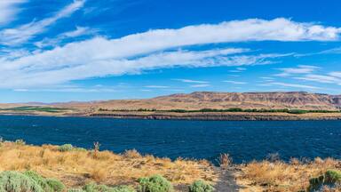 Panorama of a Windy Columbia River near Arlington, Oregon, USA Looking West Down-River