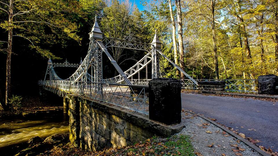 Historic Suspension Bridge - Mill Creek Park, Youngstown, Ohio