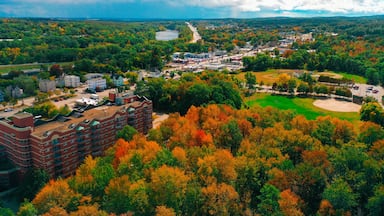 Aerial Drone Photography Of Downtown Bedford, NH (New Hampshire) During The Fall Foliage Season