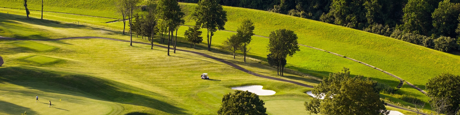 Aerial view of a golf course in 4K
