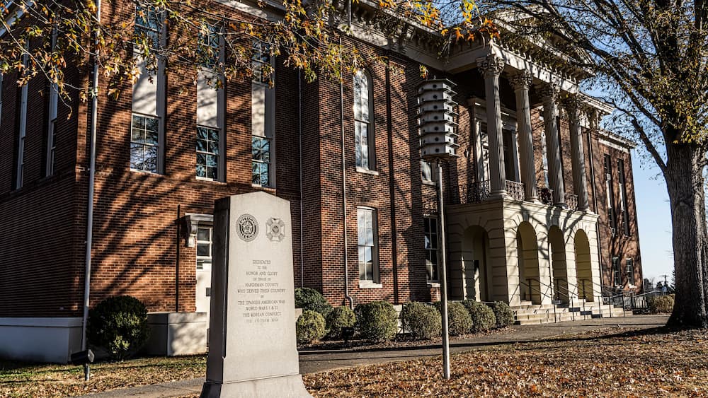Hardeman County Courthouse in Bolivar Tennessee. County was created in 1823, Courthouse replaced log one in 1868.