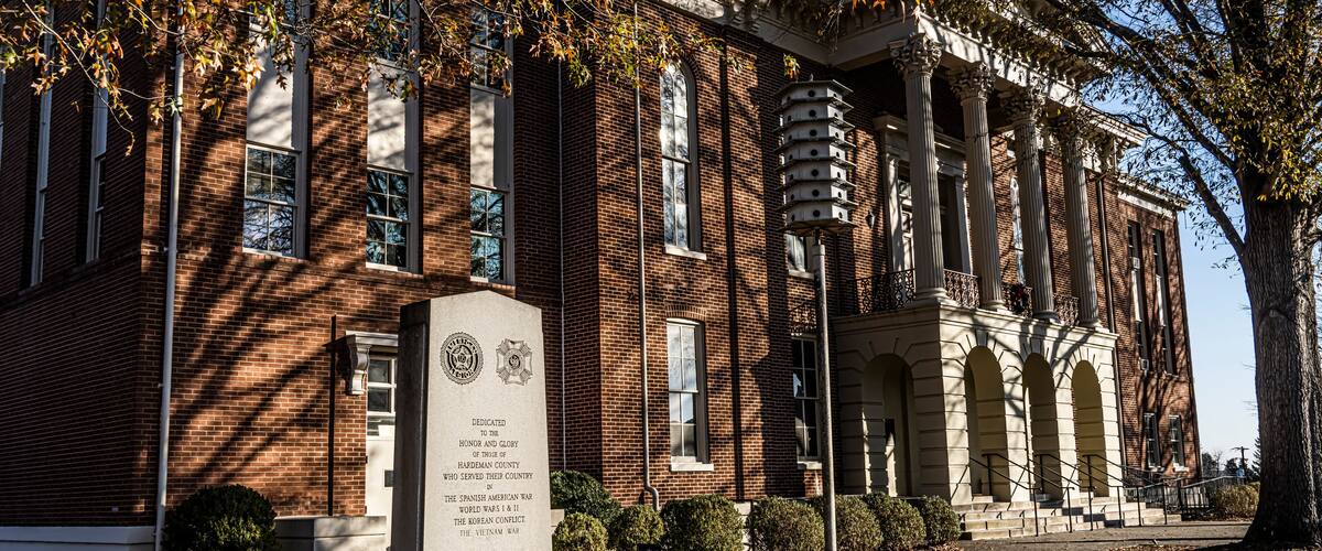 Hardeman County Courthouse in Bolivar Tennessee. County was created in 1823, Courthouse replaced log one in 1868.