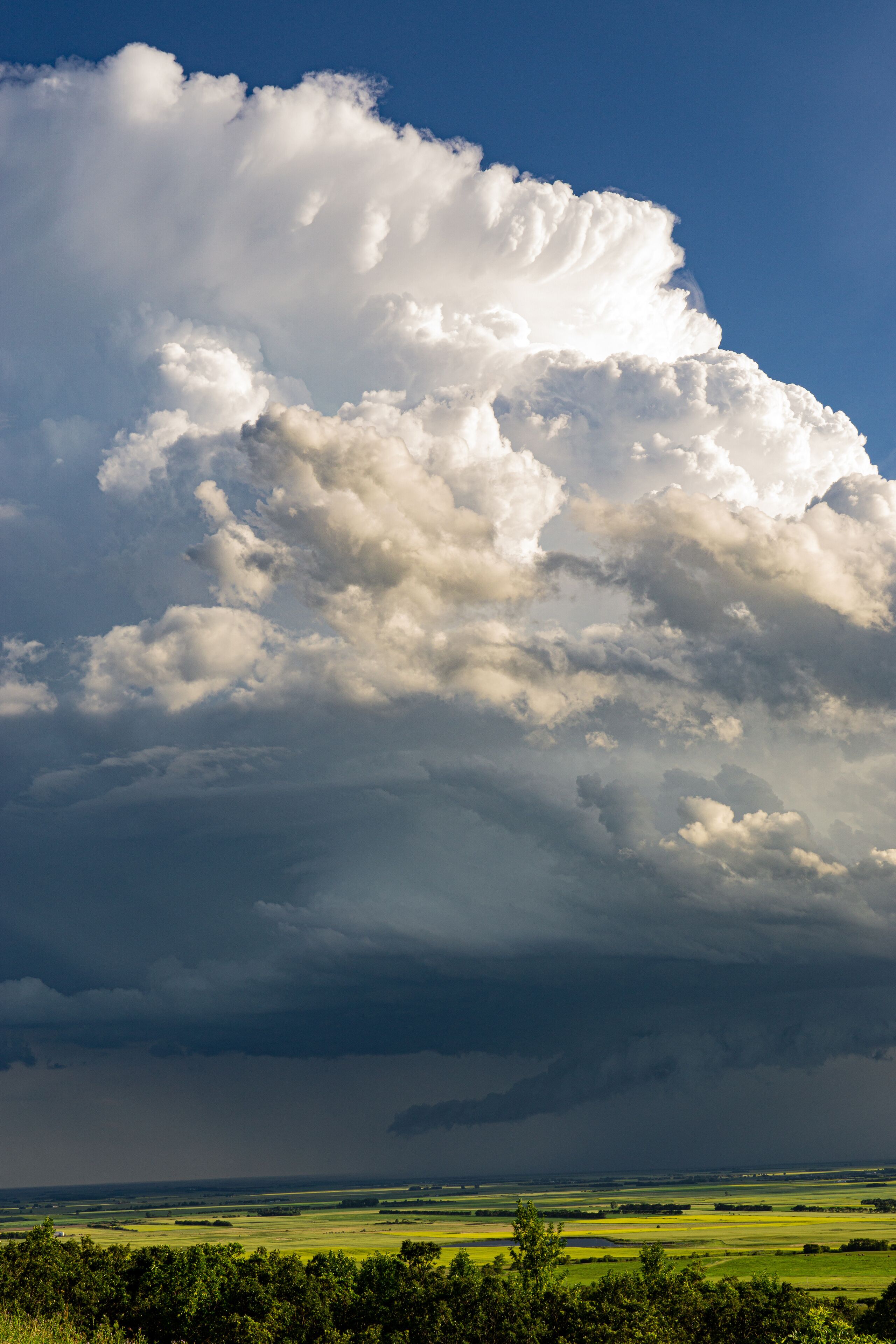 Thunderhead storm clouds building on the prairies of North Dakota