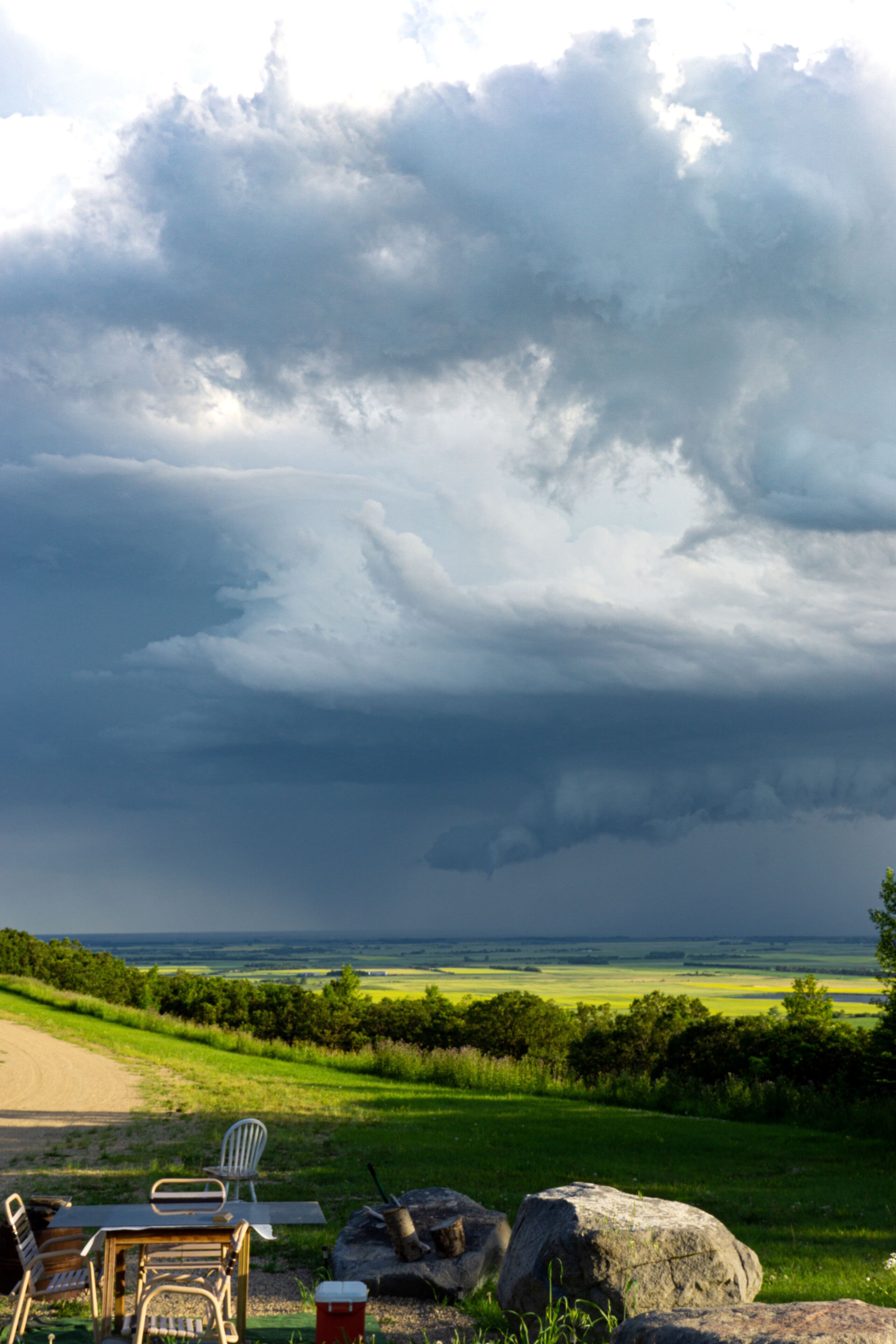 Thunderhead storm clouds building on the prairies of North Dakota