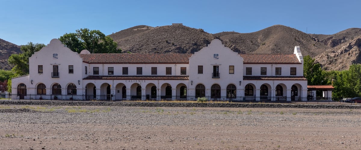 Caliente City Hall at old Union Pacific Railroad depot (Caliente, Lincoln county, Nevada)