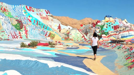 Welcome to Salvation Mountain. Please make sure you follow the yellow brick road as you walk through this man-made masterpiece.
-------------
Salvation Mountain is a hillside visionary environment created by local resident Leonard Knight in the California Desert . As his tribute to God and his message to the world that "God is Love". ❤🙏