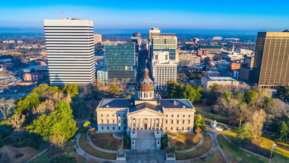 Downtown Columbia South Carolina Skyline SC Aerial Panorama