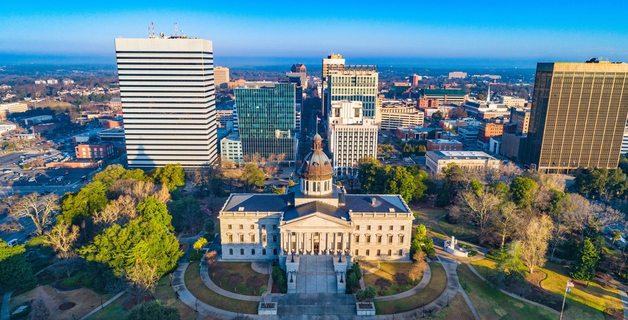 Downtown Columbia South Carolina Skyline SC Aerial Panorama