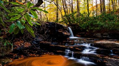Waterfall & Autumn Colors - Fechter Run Falls - Ohiopyle State Park - Pennsylvania