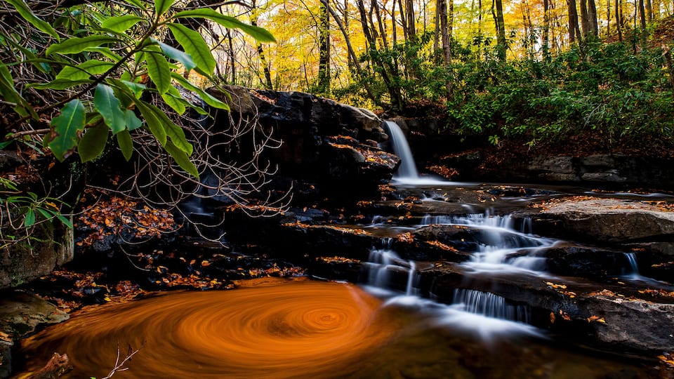 Waterfall & Autumn Colors - Fechter Run Falls - Ohiopyle State Park - Pennsylvania