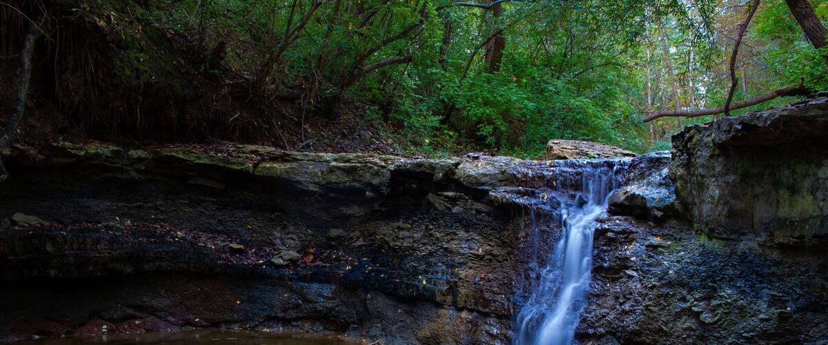 A Small Waterfall - Indy Creek In Independence Park - Marquette Heights, Illinois