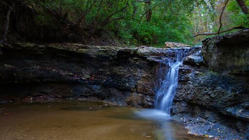 A Small Waterfall - Indy Creek In Independence Park - Marquette Heights, Illinois