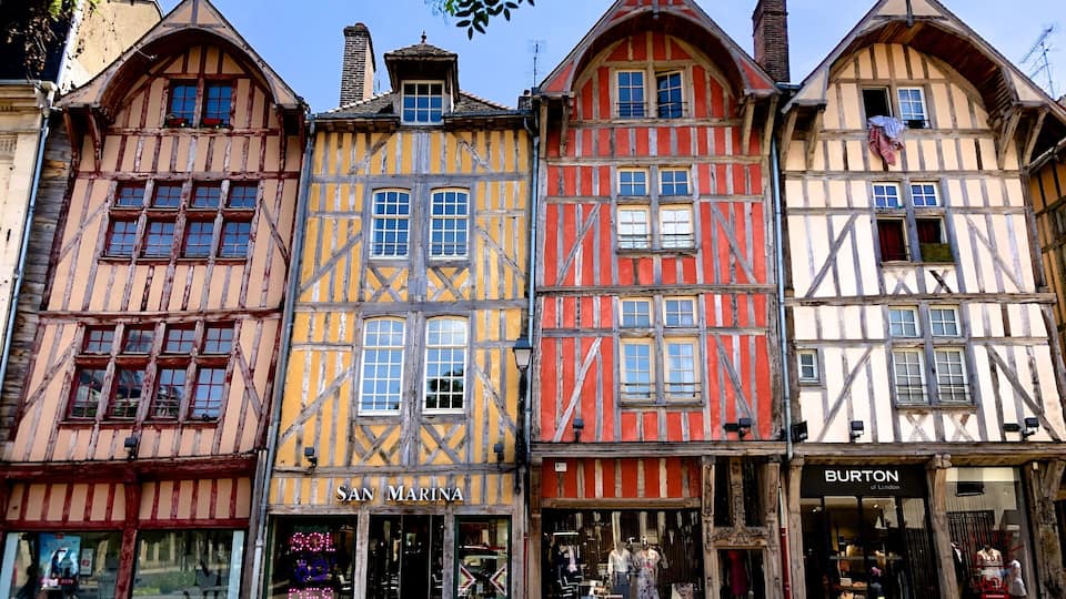 The historic capital of the Champagne region, Troyes has a charming old town Vieux Troyes, which reveals its rich heritage. Perfectly preserved half-timbered houses from the medieval and Renaissance periods are found throughout the town. Wonderful examples of half-timbered houses are on the Rue Klébert, the Rue Emile Zola, and the Ruelle des Chats.