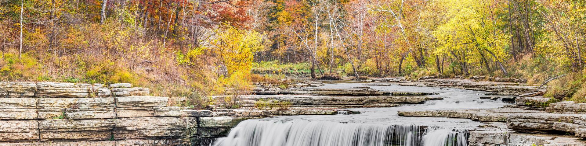 Autumn Colors at Lower Cataract Falls - Owen County, Indiana Waterfall