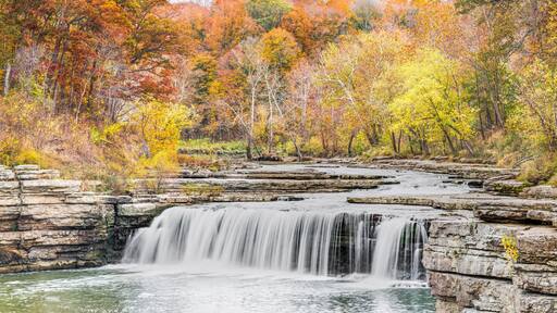 Autumn Colors at Lower Cataract Falls - Owen County, Indiana Waterfall