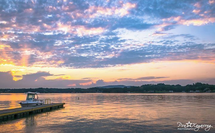 Lake Hickory during sunset near Oxford Dam view.