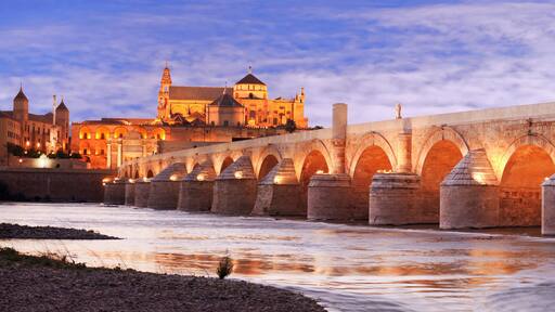Roman Bridge and Guadalquivir river, Great Mosque, Cordoba, Spai