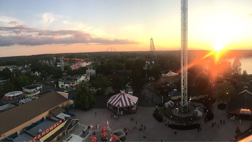 sunset view from atop the big wheel, worth the wait.