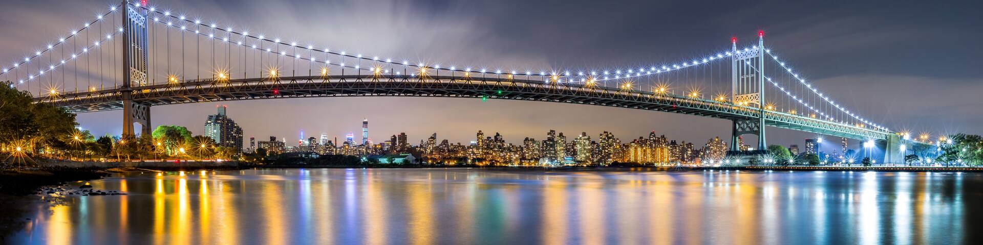 Triboro Bridge panorama at night