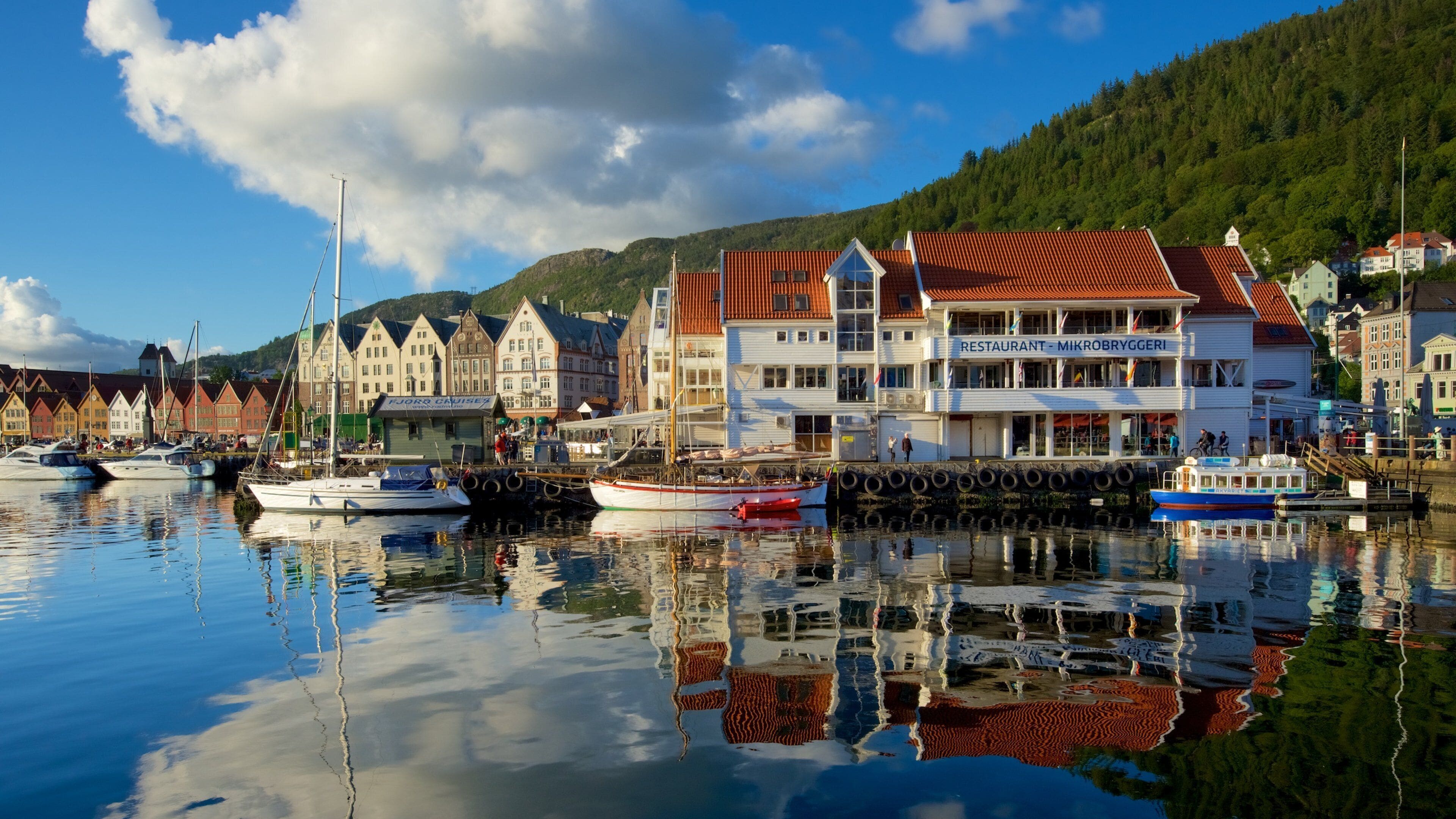 Bergen which includes a bay or harbor and a small town or village