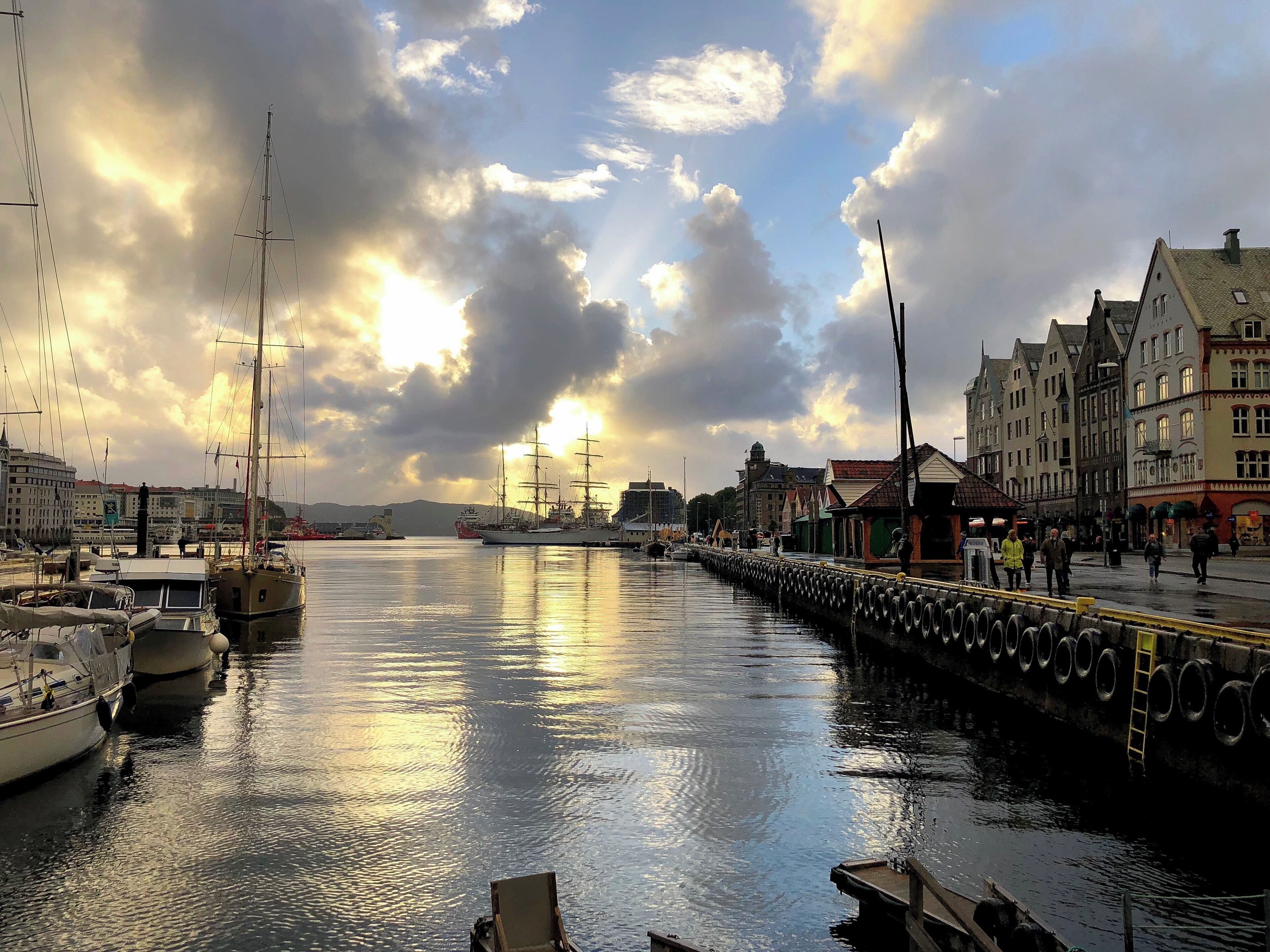 Bergen is a city on Norway’s southwestern coast surrounded by mountains and fjords. Bryggen, a UNESCO site on the right, features colourful wooden houses on the old wharf. The waterfront in the evening after a day of rain. (June 2019)

#OnTheRoad #History
