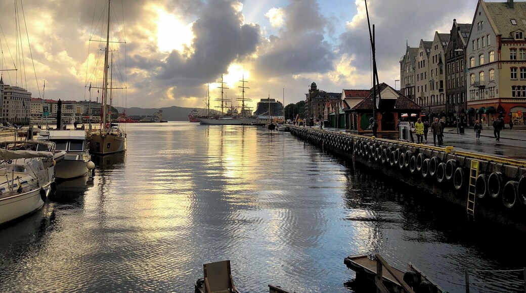 Bergen is a city on Norway’s southwestern coast surrounded by mountains and fjords. Bryggen, a UNESCO site on the right, features colourful wooden houses on the old wharf. The waterfront in the evening after a day of rain. (June 2019)
#OnTheRoad #History