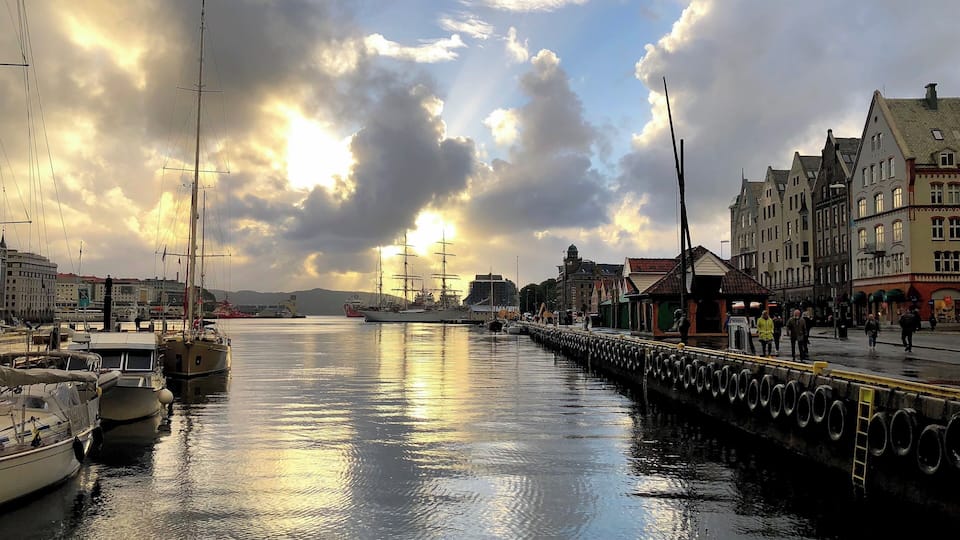 Bergen is a city on Norway’s southwestern coast surrounded by mountains and fjords. Bryggen, a UNESCO site on the right, features colourful wooden houses on the old wharf. The waterfront in the evening after a day of rain. (June 2019)
#OnTheRoad #History