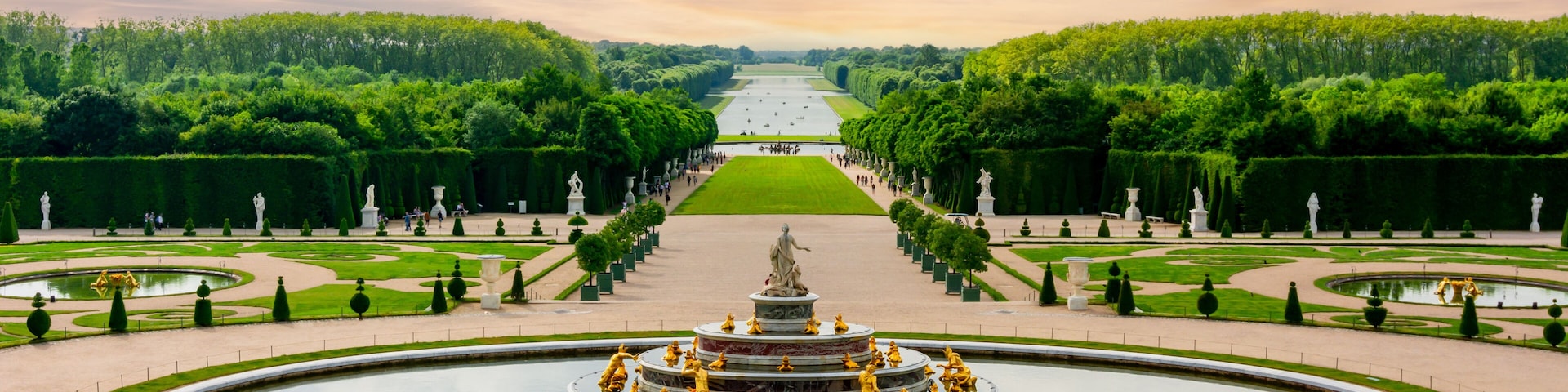 Latona fountain and Versailles park landscape, Paris suburbs, France