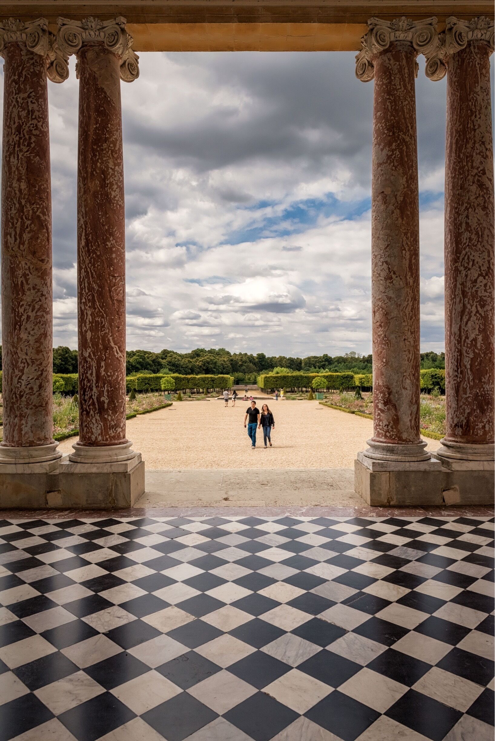 Wonderfull view of the garden from the colonnade of the grand trianon palace