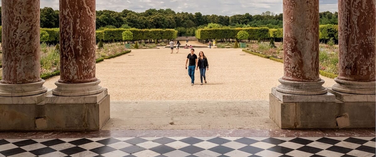 Wonderfull view of the garden from the colonnade of the grand trianon palace