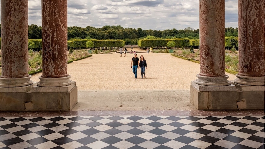 Wonderfull view of the garden from the colonnade of the grand trianon palace