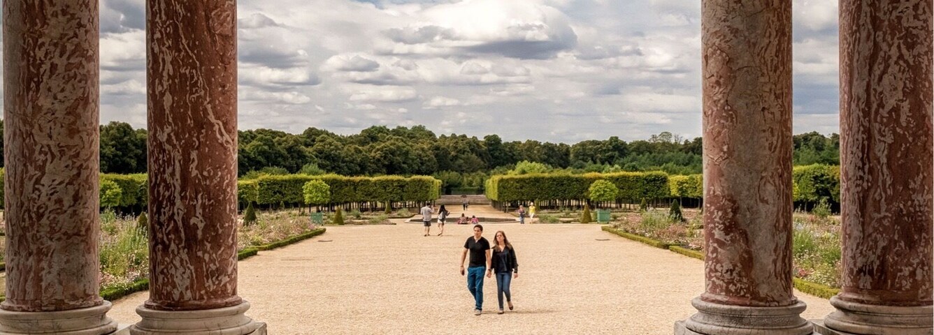 Wonderfull view of the garden from the colonnade of the grand trianon palace