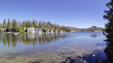 Panoramic view of loon lake in california