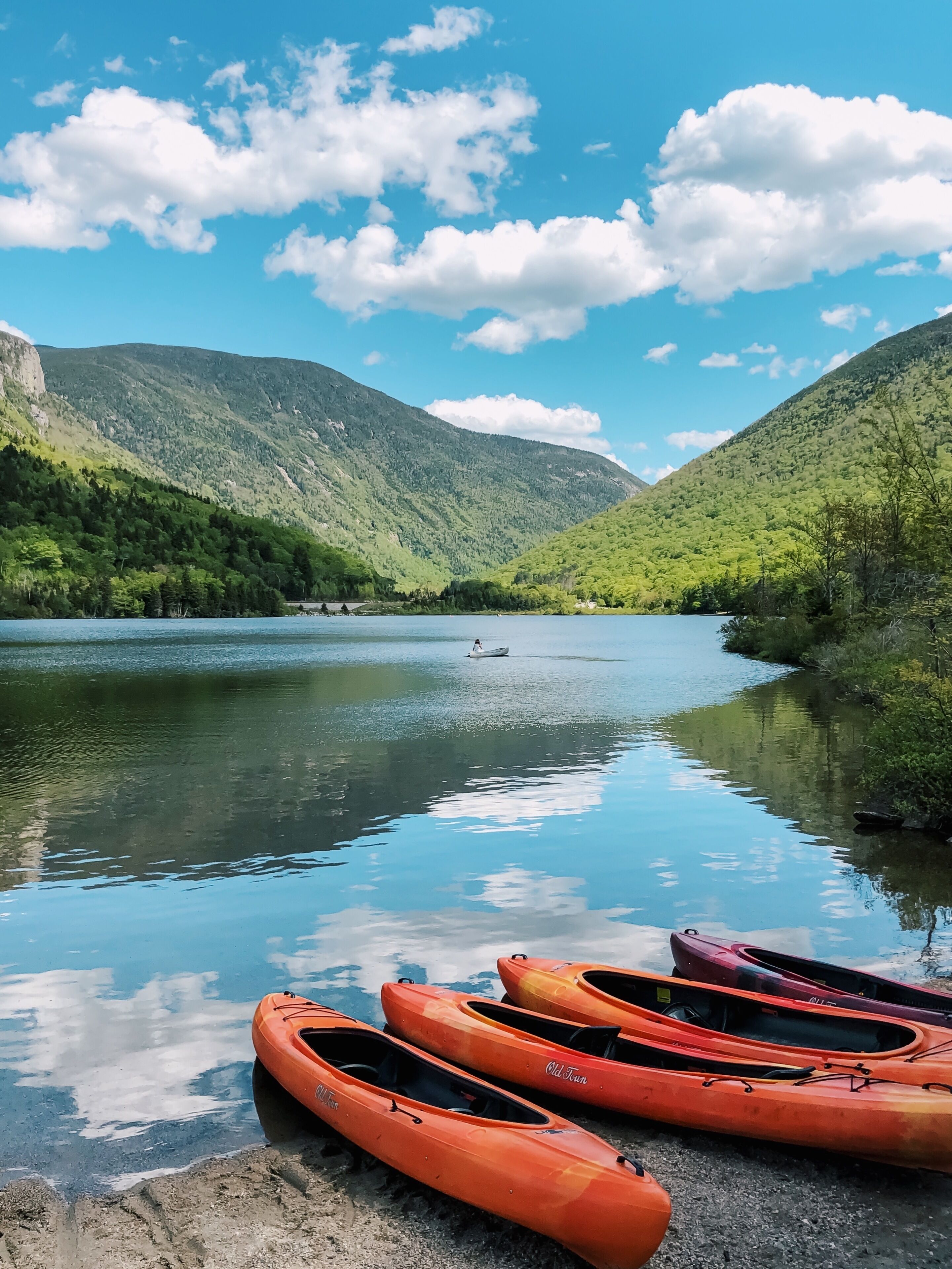 Stunning lake for kayaking and canoeing on. There are lots of places for camping nearby. The rentals are $20 an hour.