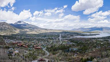 Aerial view of the landscape along Rainbow Lake Trail