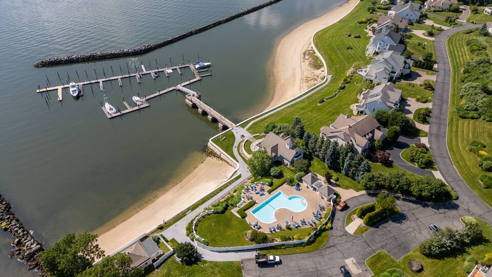 Glen Cove NY Waterfront Real Estate Sought After Beach Community Drone Photos Luxury Homes Coastal Living