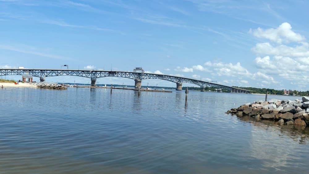 The George P. Coleman Memorial Bridge (known locally as simply the Coleman Bridge) is a double swing bridge that spans the York River between Yorktown and Gloucester Point, Virginia.