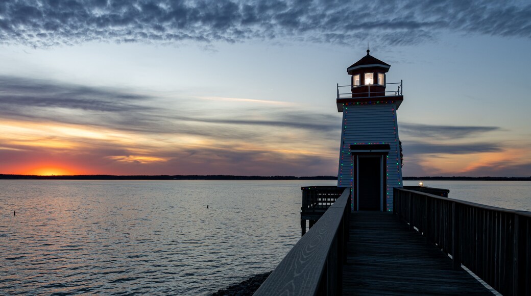 Lighthouse Landing Lighthouse at sunset on the boardwalk in Grand Rivers, KY