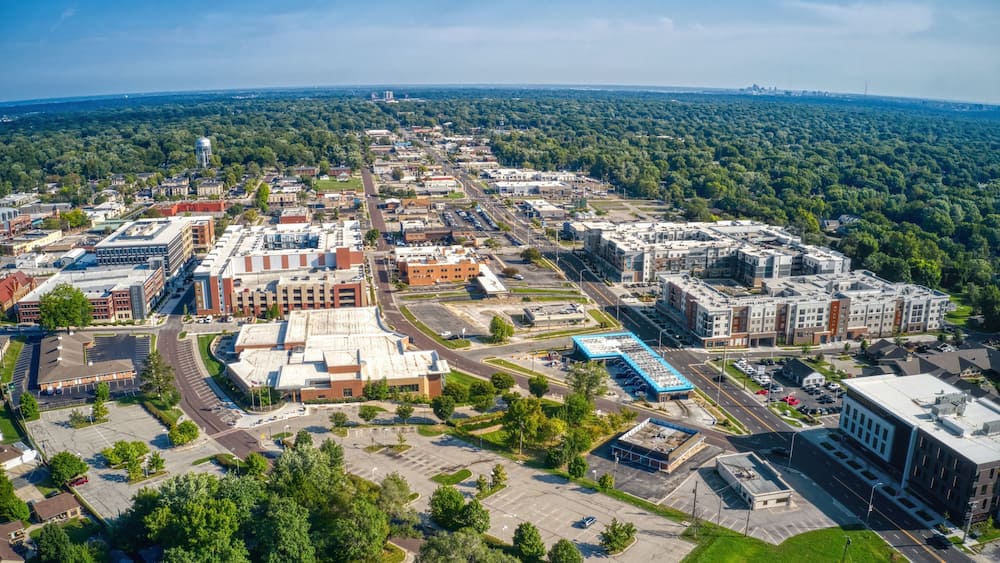 Aerial View of Overland Park, a suburb of Kansas City