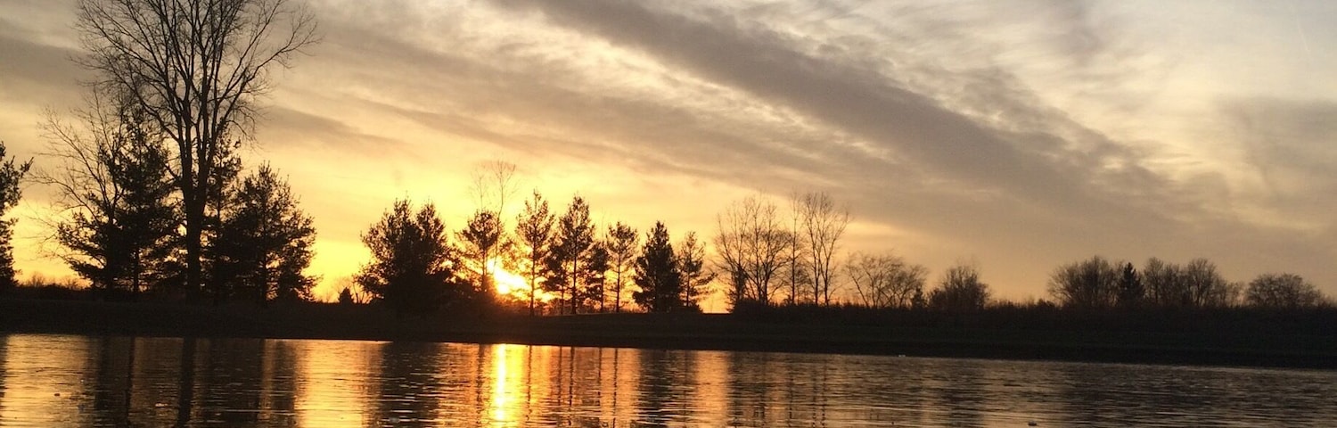 The pond at sunset, frozen 2 inches thick. #snow