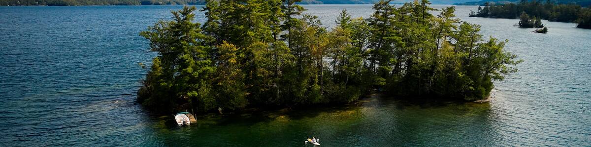 USA, New York State, Hague, Flirtation Island at Lake George