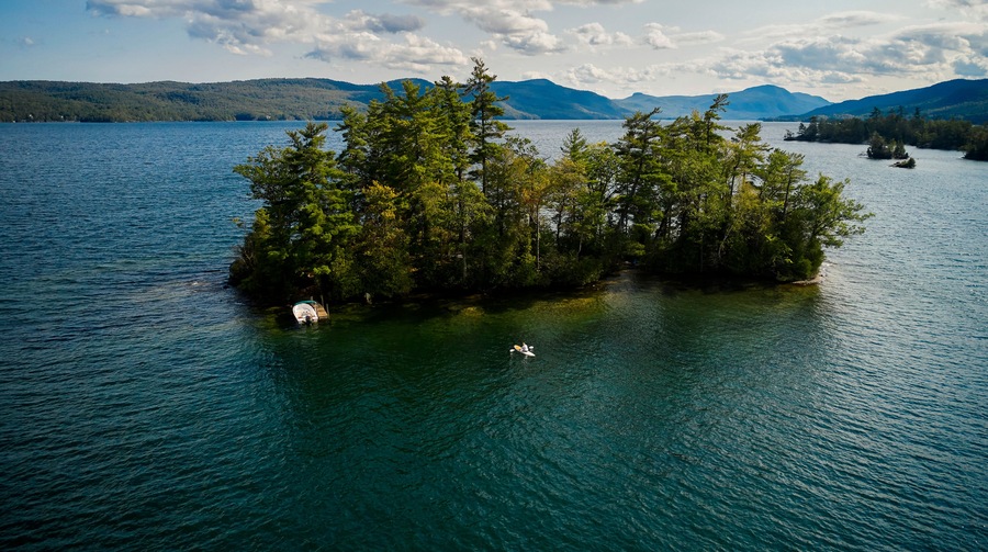 USA, New York State, Hague, Flirtation Island at Lake George