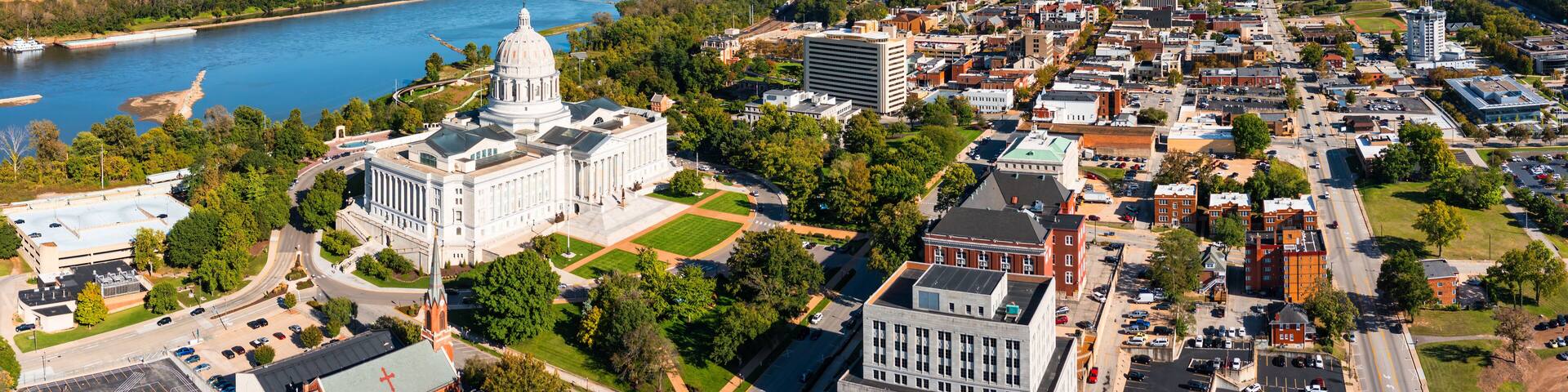 Aerial view of Jefferson City, Missouri. Jefferson City is the capital of the U.S. state of Missouri
