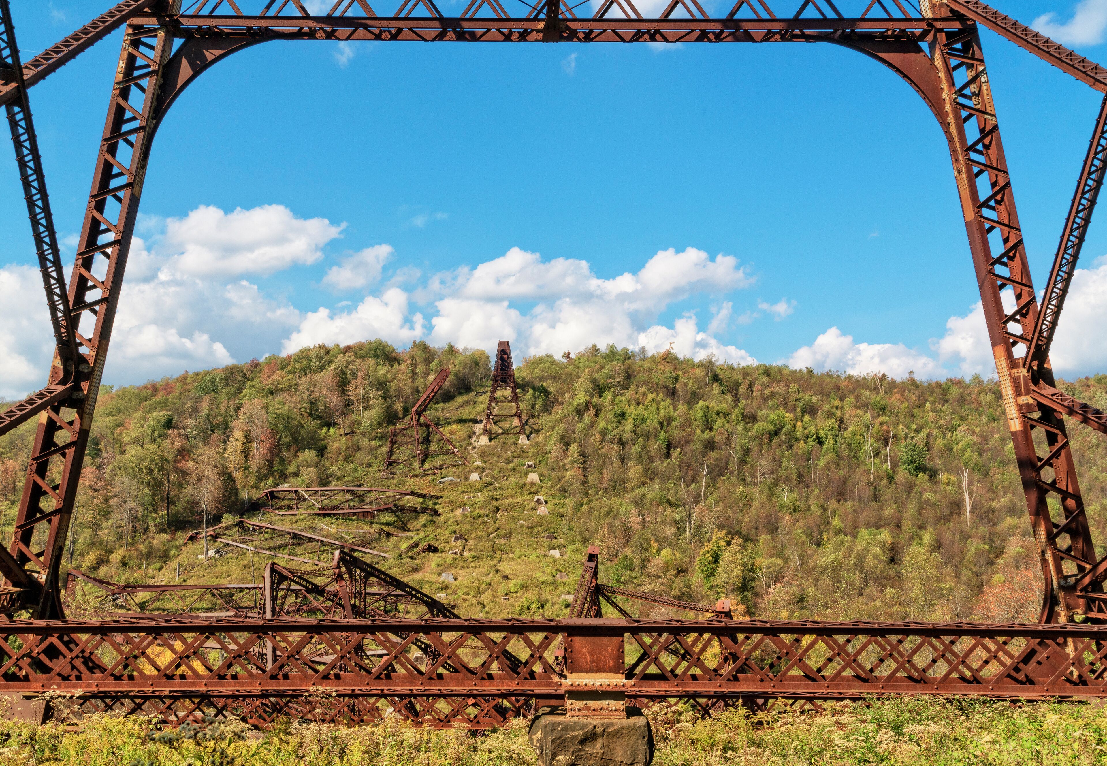 View Of The Wreckage From Under The Kinzua Bridge Skywalk