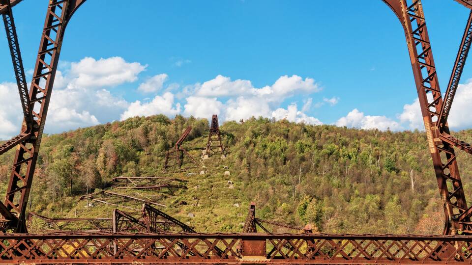 View Of The Wreckage From Under The Kinzua Bridge Skywalk