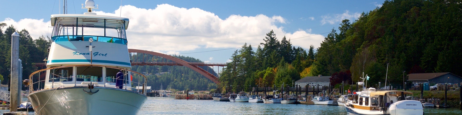 La Conner featuring a bridge, boating and a bay or harbor