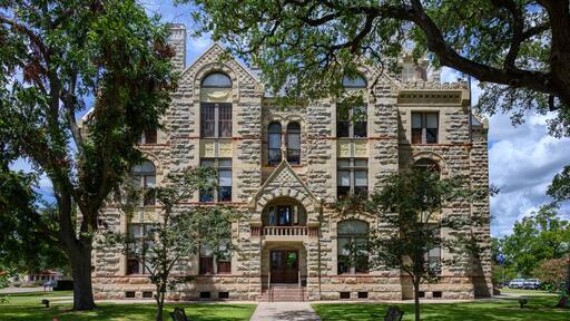 Town Square and Historic Fayette County Courthouse built in 1890. La Grange City in Fayette County in Southeastern Texas, United States