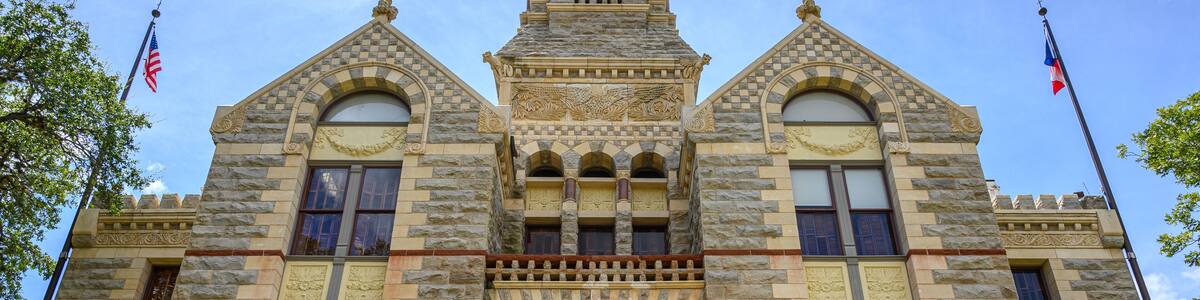 Town Square and Historic Fayette County Courthouse built in 1890. La Grange City in Fayette County in Southeastern Texas, United States