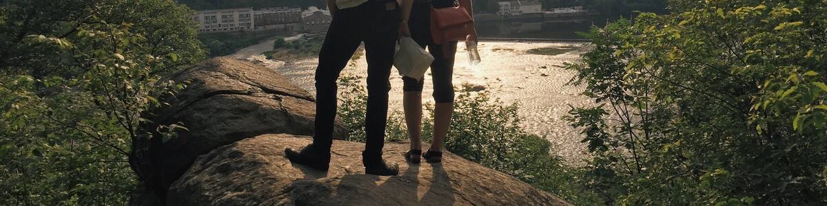 Hiking up Goat Hill with some friends #hiking #hike #overlook #hill #lambertville #sky #clouds #nature #friends #river #delawareriver #newjersey #park